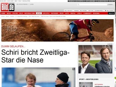 Bild zum Artikel: Dumm gelaufen... - Schiri bricht Zweitliga-Star die Nase