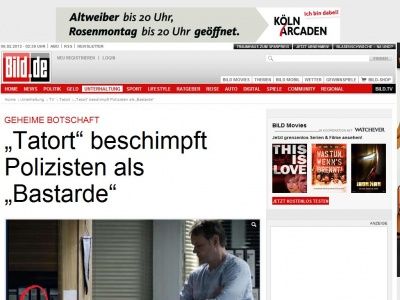 Bild zum Artikel: Geheime Botschaft - „Tatort“ beschimpft Polizisten als „Bastarde“