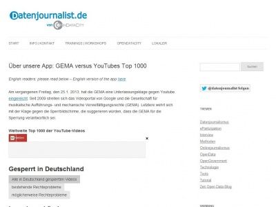 Bild zum Artikel: Über unsere App: GEMA versus YouTubes Top 1000