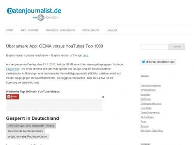 Bild zum Artikel: Über unsere App: GEMA versus YouTubes Top 1000