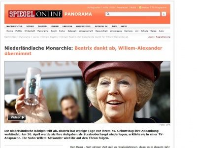 Bild zum Artikel: Niederländische Monarchie: Beatrix dankt ab, Willem-Alexander übernimmt