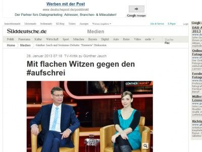 Bild zum Artikel: TV-Kritik zu Günther Jauch: Mit flachen Witzen gegen den #aufschrei