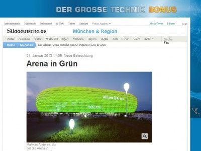 Bild zum Artikel: Neue Beleuchtung: Arena in Grün