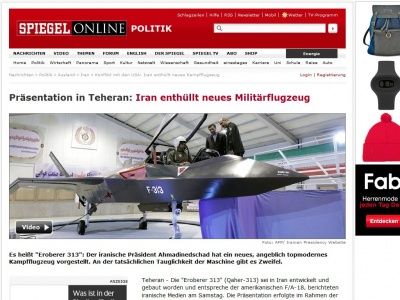 Bild zum Artikel: Spannungen mit den USA: Iran enthüllt neues Kampfflugzeug