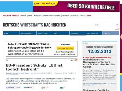 Bild zum Artikel: EU-Präsident Schulz: „EU ist tödlich bedroht”