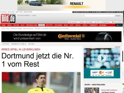 Bild zum Artikel: Irres Spiel in Leverkusen - Lewandowski lässt Dortmund jubeln
