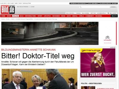 Bild zum Artikel: Kampf um Doktortitel - ZITTER-Tag ür Schavan