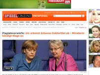 Bild zum Artikel: Plagiatsvorwürfe: Uni erkennt Schavan Doktortitel ab - Ministerin kündigt Klage an