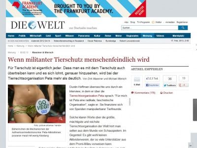 Bild zum Artikel: Maxeiner & Miersch: Wenn militanter Tierschutz menschenfeindlich wird