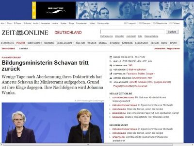 Bild zum Artikel: Möglicher Rücktritt: 
			  Merkel und Schavan kündigen für 14 Uhr Statement an