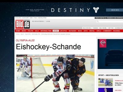 Bild zum Artikel: Olympia-Aus! - Eishockey- Schande