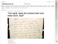 Bild zum Artikel: Notiz an Sohn: 'Ich weiß, dass Du schwul bist und liebe Dich. Dad'