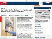 Bild zum Artikel: BGH-Urteil - Vermieter dürfen Haustiere nicht generell verbieten