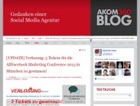 Bild zum Artikel: [UPDATE] Verlosung: 3 Tickets für die AllFacebook Marketing Conference 2013 in München zu gewinnen!