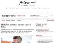 Bild zum Artikel: Universitätsrede: 
			  Studenten buhen de Maizière von der Bühne