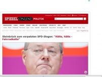 Bild zum Artikel: Steinbrück zum verpatzten SPD-Slogan: 'Hätte, hätte - Fahrradkette'