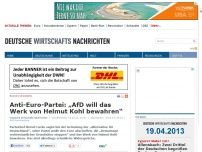 Bild zum Artikel: Anti-Euro-Partei: „AfD will das Werk von Helmut Kohl bewahren“
