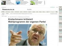 Bild zum Artikel: Ermahnung an die Grünen: Kretschmann kritisiert Wahlprogramm der eigenen Partei