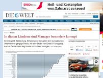 Bild zum Artikel: Ranking : In diesen Ländern sind Manager besonders korrupt