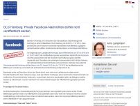 Bild zum Artikel: OLG Hamburg: Private Facebook-Nachrichten dürfen nicht veröffentlicht werden