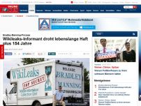 Bild zum Artikel: Prozess gegen Bradley Manning - Wikileaks-Informant droht lebenslang plus 154 Jahre