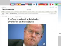 Bild zum Artikel: Erpressungsversuch: Ex-Postvorstand schrieb den Drohbrief an Steinbrück