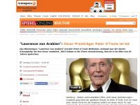 Bild zum Artikel: 'Lawrence von Arabien': Oscar-Preisträger Peter O'Toole ist tot