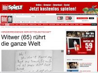 Bild zum Artikel: Servietten-Botschaft - Witwer (65) rührt die ganze Welt