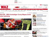 Bild zum Artikel: Not-OP - DEG-Verteidiger Corey Mapes droht eine Lähmung