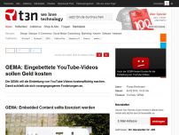 Bild zum Artikel: GEMA fordert Gebühr für Einbettung von YouTube-Videos