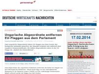 Bild zum Artikel: Ungarische Abgeordnete entfernen EU-Flaggen aus dem Parlament