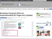 Bild zum Artikel: Breaking! Facebook führt ein Impressumsfeld für Pages ein!