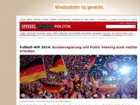 Bild zum Artikel: Fußball-WM 2014: Bundesregierung will Public Viewing auch nachts erlauben