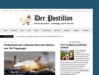 Bild zum Artikel: Pilotenstreik bei Lufthansa führt zum Absturz von 104 Flugzeugen