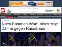 Bild zum Artikel: Nach Bananenwurf: Alves zeigt Zähne gegen Rassismus Villarreal-Fans warfen nach Barca-Star Dani Alves mit einer Banane – der Brasilianer gab die passende Antwort und biss einfach ab... im Video! »