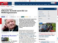 Bild zum Artikel: 'Das ist Größenwahnsinn' - Altkanzler Schmidt warnt vor Weltkriegsszenario