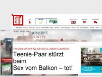 Bild zum Artikel: Schul-Abschlussfeier - Teenie (19) stürzt beim Balkon-Sex in den Tod