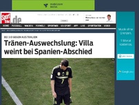 Bild zum Artikel: Tränen-Auswechslung: Villa weint bei Spanien-Abschied Erst Traumtor per Hacke, dann Tränen bei seiner letzten Auswechslung: Spanien-Star David Villa erlebte einen emotionalen Länderspiel-Abschied. »