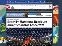 Bild zum Artikel: Beben im Maracana! Rodriguez erzielt schönstes Tor der WM James Rodriguez hat Kolumbien per Doppelpack gegen Uruguay ins Viertelfinale geschossen. Sein erster Treffer war der bislang schönste der WM. Einfach Wahnsinn! »