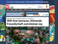 Bild zum Artikel: WM-Star Samaras: Rührende Freundschaft zum kleinen Jay Die ARD berichtete über die besondere Beziehung zwischen Griechen-Stürmer Samaras und dem kleinen Jay (11). Die rührendste Freundschaft des Fußballs. »