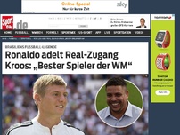 Bild zum Artikel: Ronaldo adelt Real-Zugang Kroos: „Bester Spieler der WM“ Brasiliens Fußball-Legende Ronaldo beglückwünscht seinen ehemaligen Klub Real Madrid für die Verpflichtung des deutschen Weltmeisters Toni Kroos. »