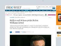 Bild zum Artikel: Selbstmord vermutet: Hollywood-Schauspieler Robin Williams ist tot