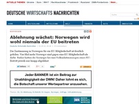 Bild zum Artikel: Ablehnung wächst: Norwegen wird wohl niemals der EU beitreten