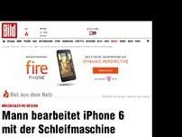 Bild zum Artikel: Brachiales Re-Design - iPhone 6 mit Schleifmaschine bearbeitet