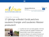 Bild zum Artikel: 17-Jährige erfindet Gerät,welches saubere Energie und sauberes Wasser produziert!