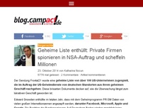 Bild zum Artikel: Geheime Liste enthüllt: Private Firmen spionieren in NSA-Auftrag und scheffeln Millionen