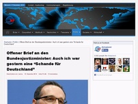 Bild zum Artikel: Offener Brief an den Bundesjustizminister: Auch ich war gestern eine “Schande für Deutschland”