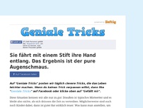 Bild zum Artikel: Sie fährt mit einem Stift ihre Hand entlang. Das Ergebnis ist der pure Augenschmaus.