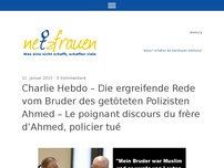 Bild zum Artikel: Charlie Hebdo- Die ergreifende Rede vom Bruder des getöteten Polizisten Ahmed- Le poignant discours du frère d’Ahmed, policier tué