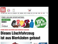 Bild zum Artikel: Rekord-Versuch - Dieses Löschfahrzeug ist aus Bierkästen gebaut